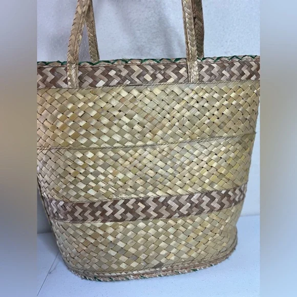 vintage bohemian Straw Multi Color Floral Embroidered GAIL Oversized Tote Bag - Picture 5 of 11